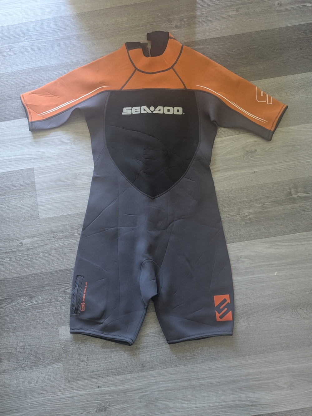 Sea-Doo Short Sleeve Neoprene Wetsuit - Orange & Gray
